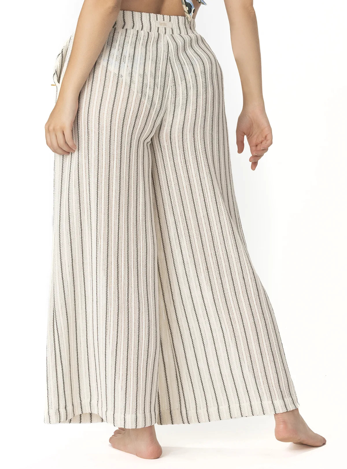 PANTALÓN BOLSILLOS CROCHET RAYAS CRUDO 8178