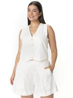 SHORTS CON BOTONES EN LINO MARFIL 8196