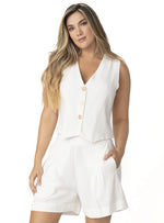 SHORTS CON BOTONES EN LINO MARFIL 8196