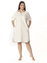 VESTIDO BLUSÓN MIDI EN LINO SEMILLA 8191