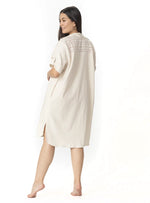 VESTIDO BLUSÓN MIDI EN LINO SEMILLA 8191