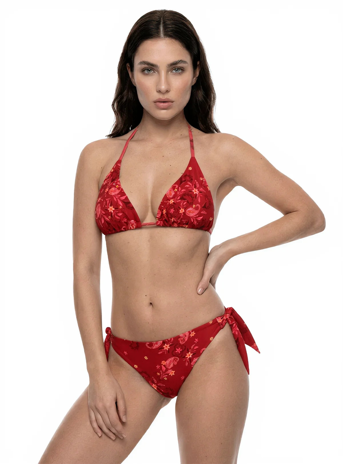 BIKINI SET: TRIÁNGULO + PANTY AMARRE LATERAL. ESTAMPADO LUNEC. 5119