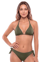 BIKINI SET: TRIÁNGULO + PANTY AMARRE LATERAL. VERDE OLIVA. 5120