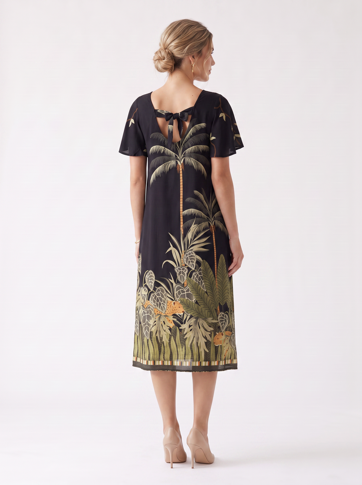 Vestido Negro estampado selvático. 8079 Selva
