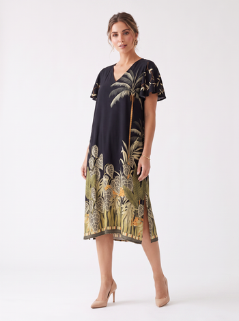 Vestido Negro estampado selvático. 8079 Selva