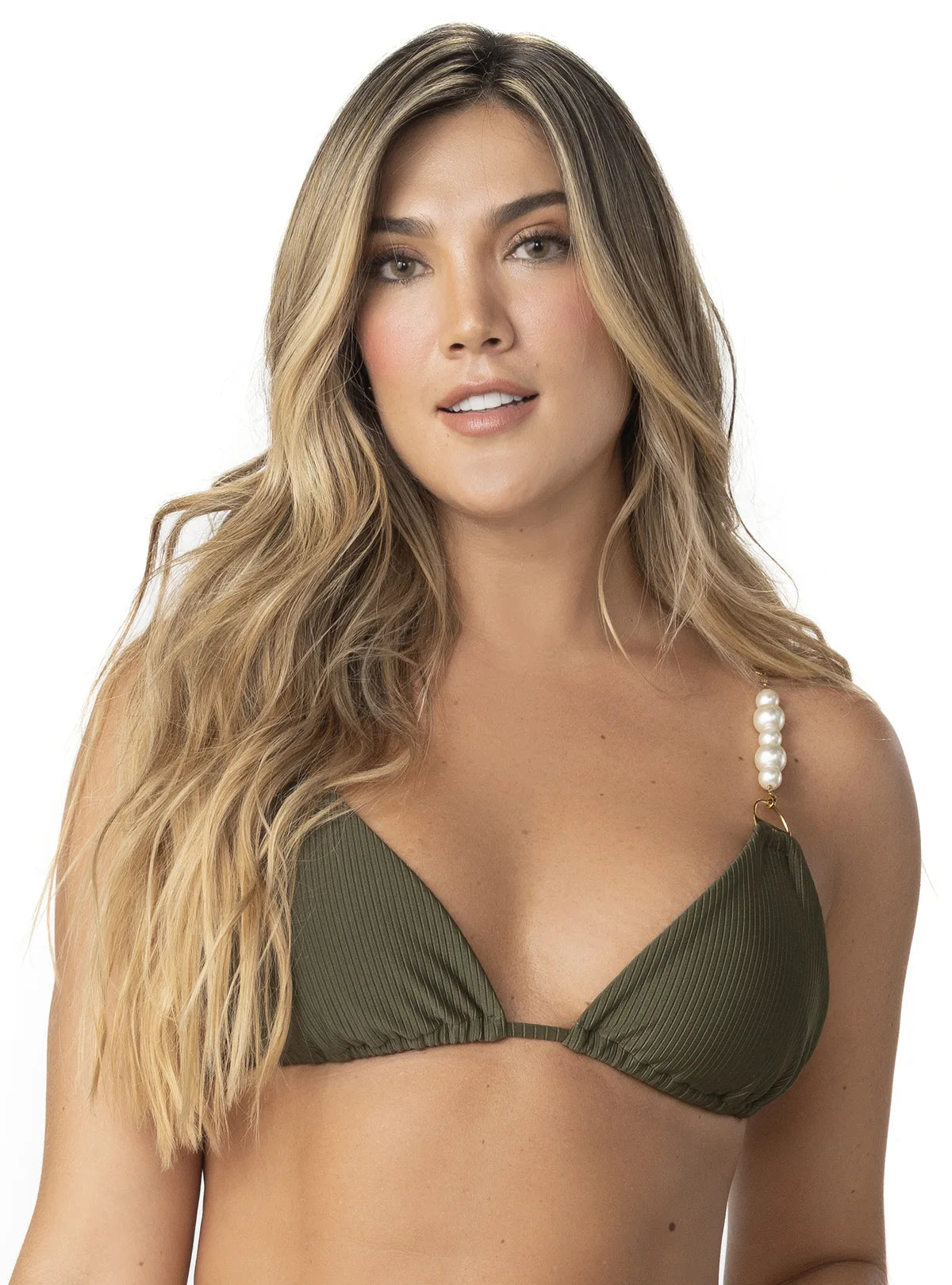 TRIÁNGULO PERLAS EN RIB VERDE 7146