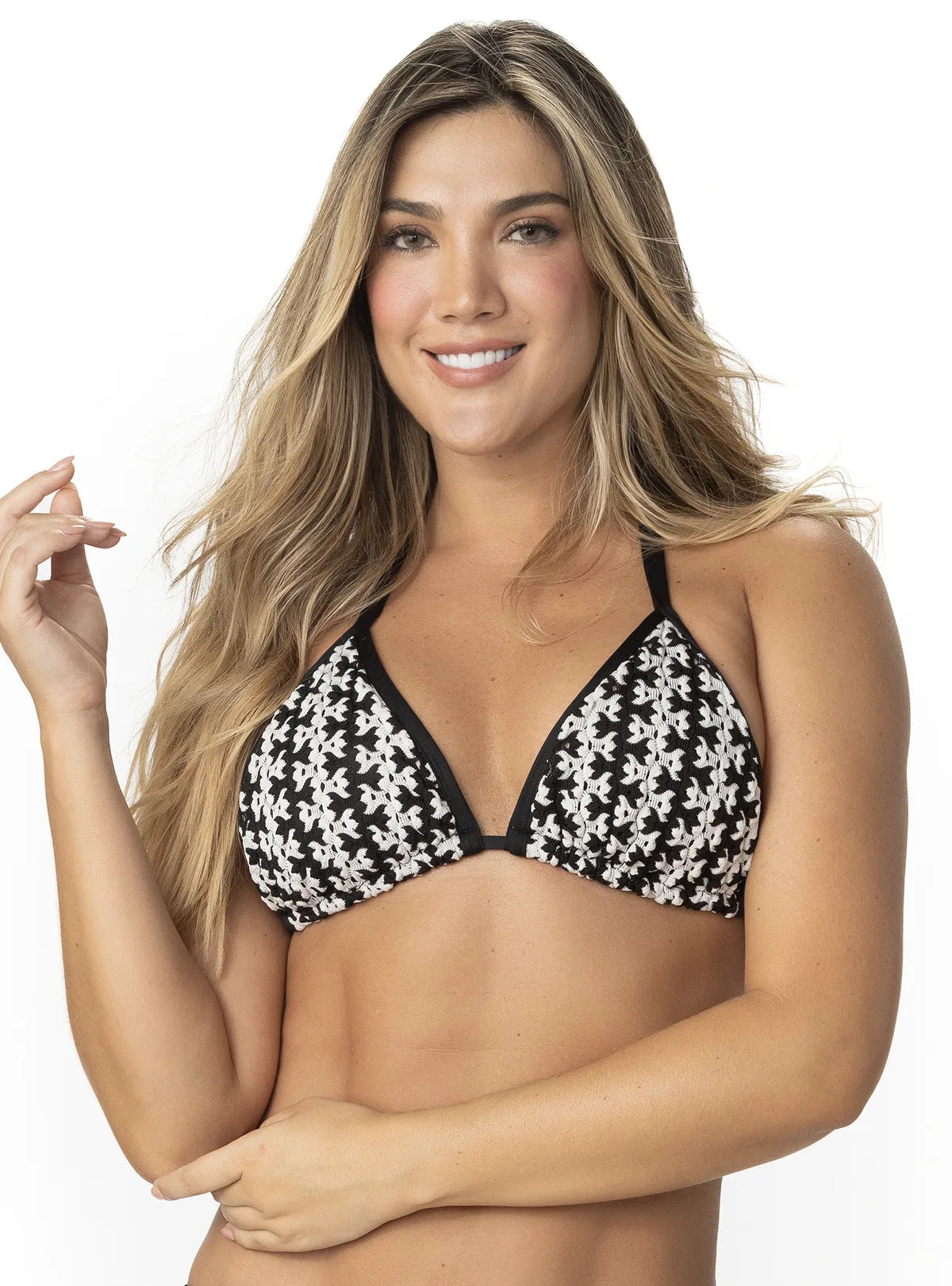 TOP TRIÁNGULO CROCHET ZIGZAG NEGRO. 7151