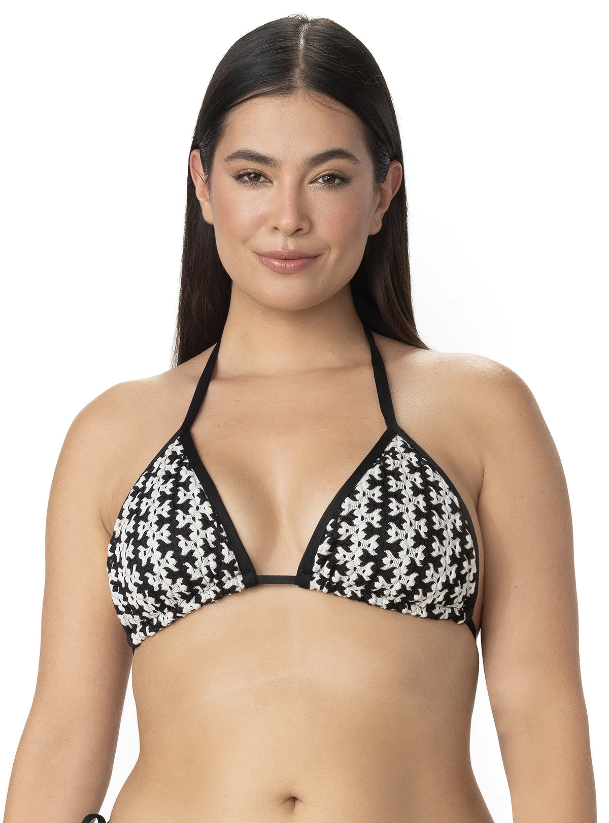 TOP TRIÁNGULO CROCHET ZIGZAG NEGRO. 7151