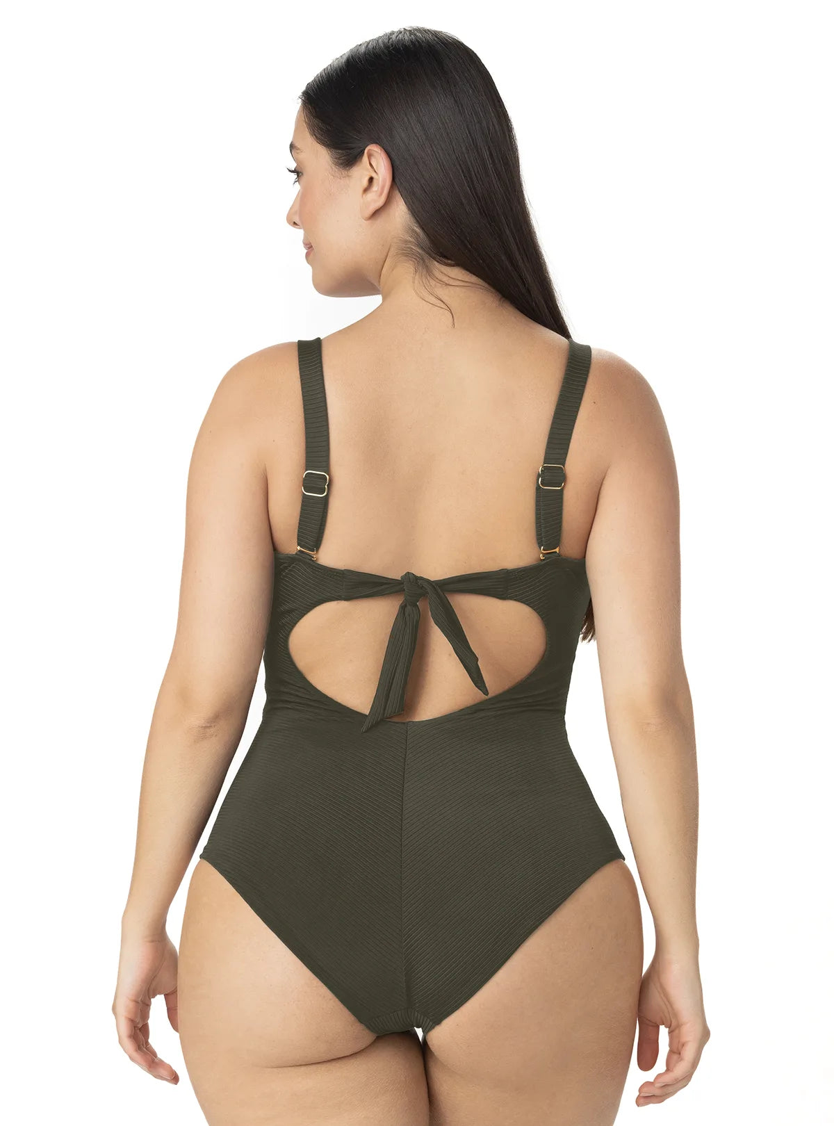 ENTERO STRAPLESS CON POWERNET Y COPA FIJA EN TELA RIB VERDE 1388