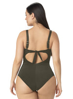 ENTERO STRAPLESS CON POWERNET Y COPA FIJA EN TELA RIB VERDE 1388