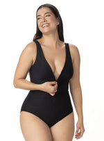 ENTERO DRAPEADO CON CREMALLERA NEGRO 1390