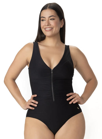 ENTERO DRAPEADO CON CREMALLERA NEGRO 1390