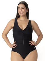 ENTERO DRAPEADO CON CREMALLERA NEGRO 1390