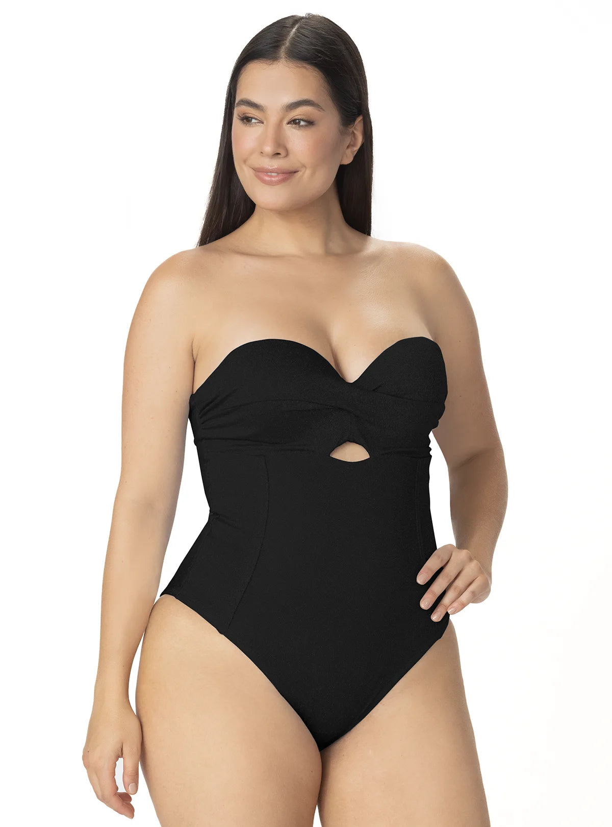ENTERO STRAPLESS COPA REALCE ENTORCHADO NEGRO 1389