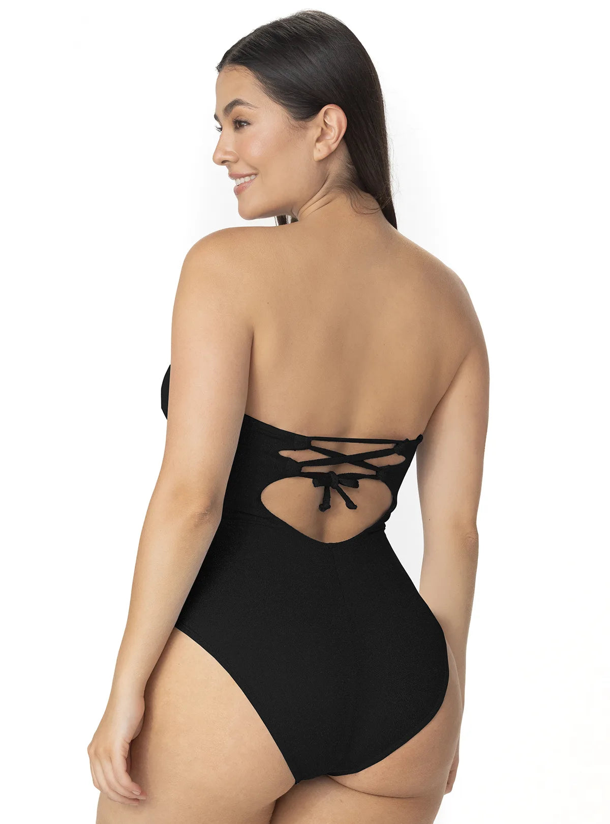 ENTERO STRAPLESS COPA REALCE ENTORCHADO NEGRO 1389