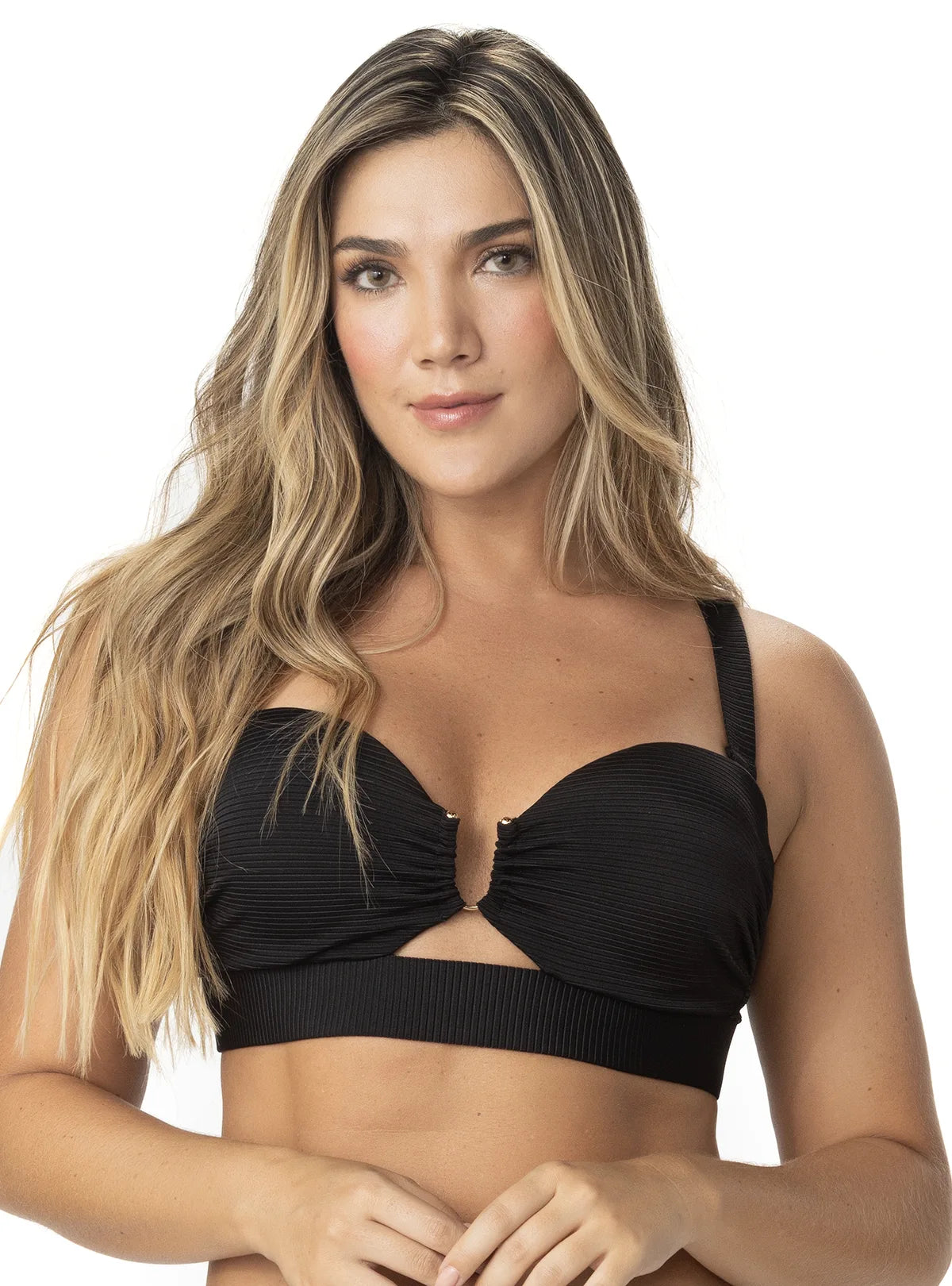 COPA STRAPLESS HERRAJE U EN RIB NEGRO 7145