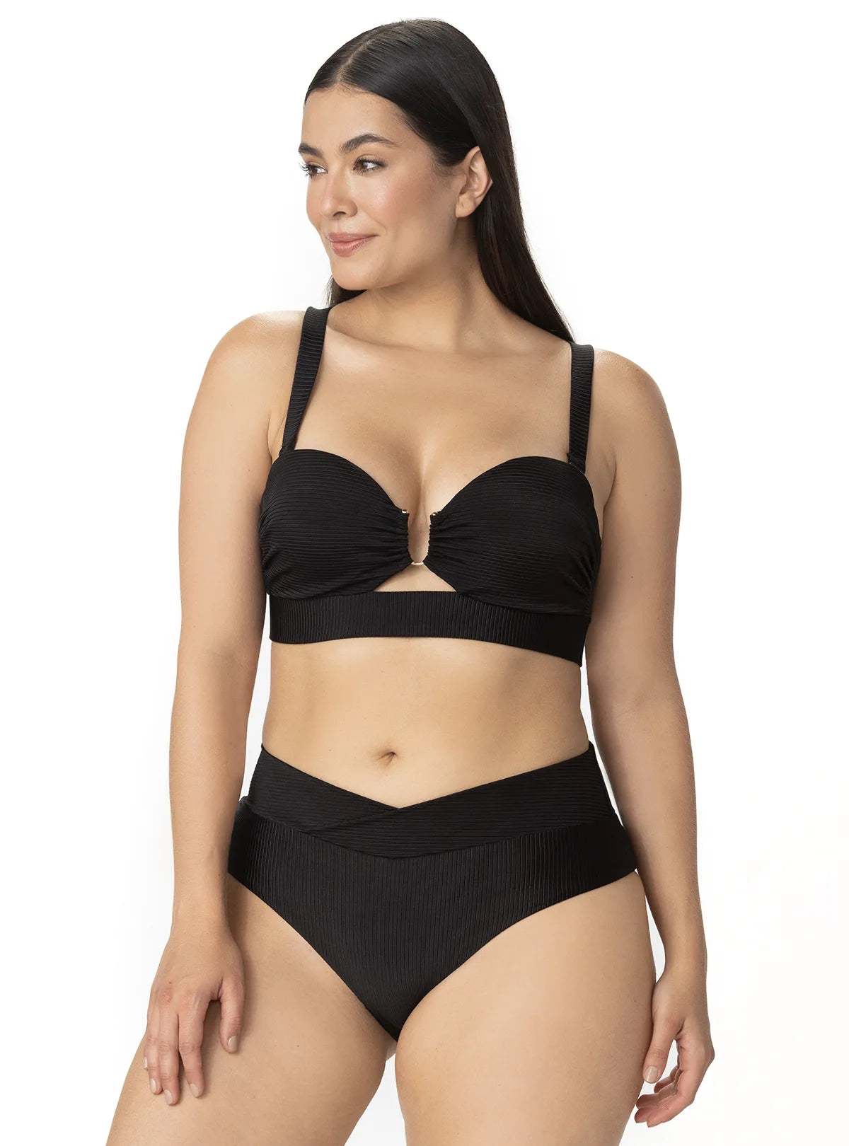 COPA STRAPLESS HERRAJE U EN RIB NEGRO 7145