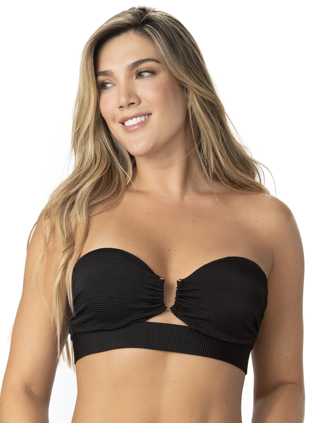 COPA STRAPLESS HERRAJE U EN RIB NEGRO 7145
