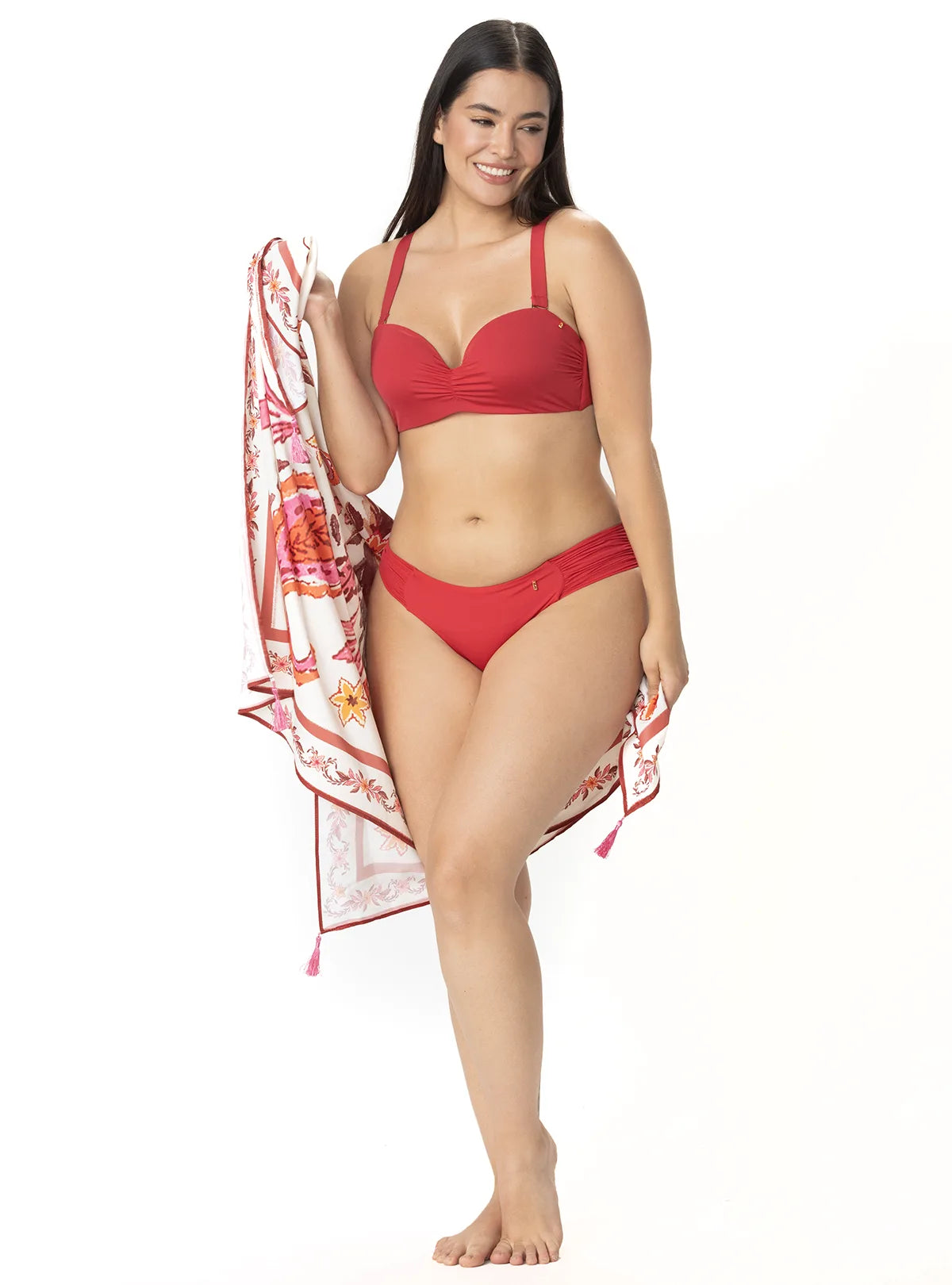 PANTY LATERAL DRAPEADO ROJO 3763