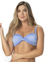 STRAPLESS ENTORCHADO SATINADO CELESTE 7142