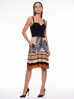 Vestido Midi Mujer Elegante con Corset y Falda Estampada. 8073 Palmeras