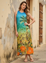 VESTIDO MIDI FRESCO CON ESTAMPADO SELVÁTICO EN CENEFA – 8080