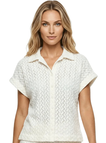CAMISA MANGA CORTA EN CROCHET MARFIL 8300
