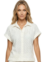 CAMISA MANGA CORTA EN CROCHET MARFIL 8300