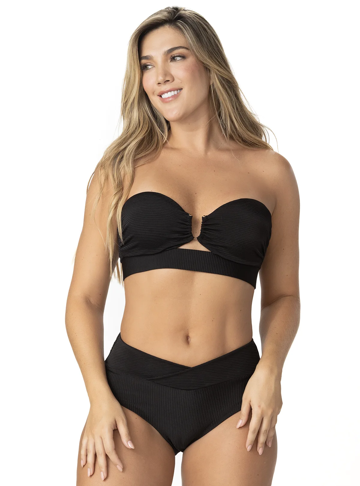 PANTY MEDIO ALTO ESTILO V EN RIB NEGRO 3771