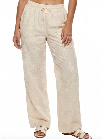 PANTALÓN ESTILO CLÁSICO EN ALGODÓN BORDADO DE PALMERAS 8319
