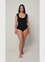 Vestido baño Enterizo con copa y control abdomen Drapeado 1368 Negro