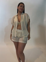 CAMISA CON PRETINA Y BOTONES PERLADOS EN ALGODON CON LUREX 8144 MARFIL