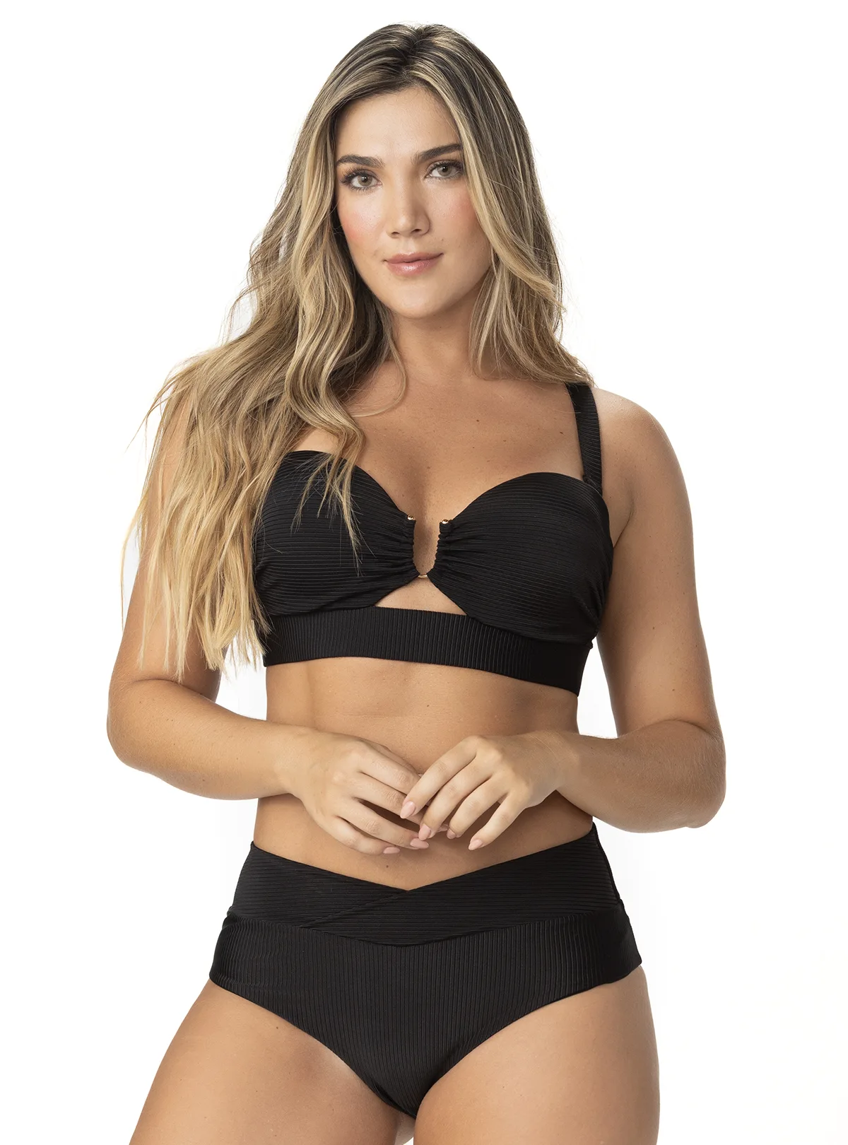 COPA STRAPLESS HERRAJE U EN RIB NEGRO 7145