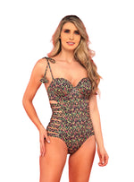 Vestido de baño entero copa realce y control abdomen 1281 salvaje