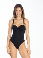 ENTERIZO CON CONTROL DE ABDOMEN, CON COPAS Y AROS. COLOR NEGRO 1298