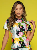 CAMISETA MANGA CORTA 3252 FLORA ROXA