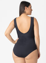 Vestido baño entero-copa-control abdomen-cremallera-negro 1380