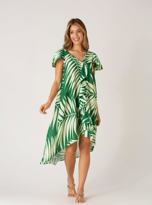 Vestido Largo Con bolero- Palma Verde-953