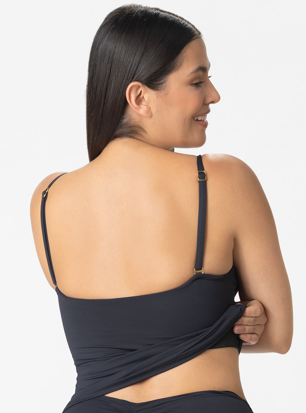 TANKINI TOP CON COPA REALCE IDEAL PARA ACUAFIT- NEGRO- 7131