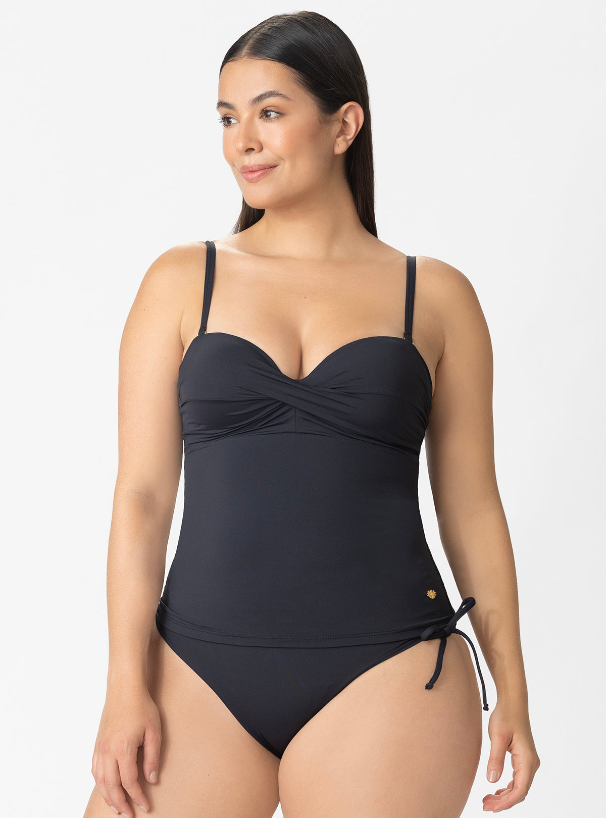 TANKINI TOP CON COPA REALCE IDEAL PARA ACUAFIT- NEGRO- 7131