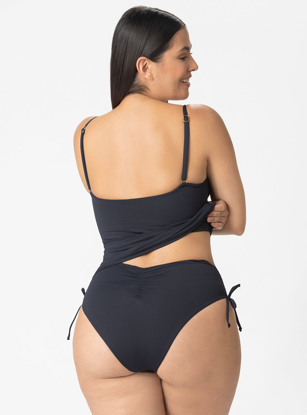 TANKINI TOP CON COPA REALCE IDEAL PARA ACUAFIT- NEGRO- 7131