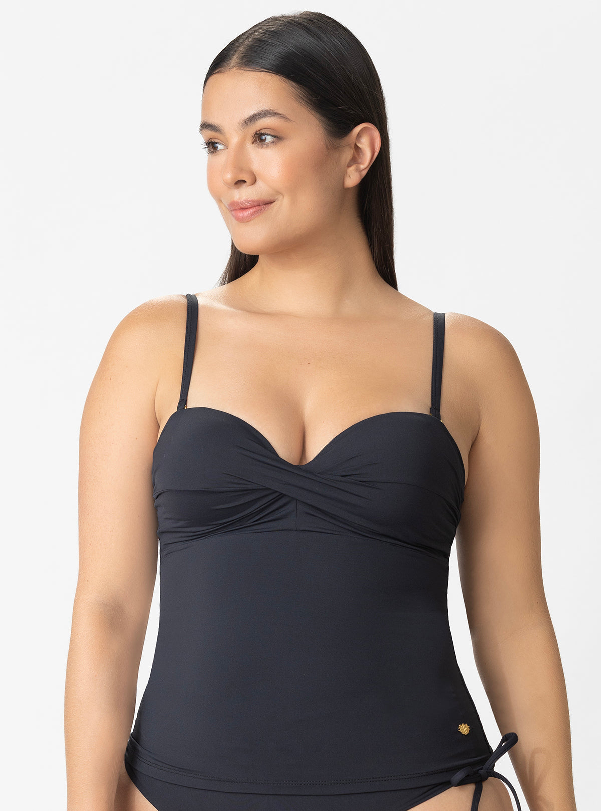 TANKINI TOP CON COPA REALCE IDEAL PARA ACUAFIT- NEGRO- 7131