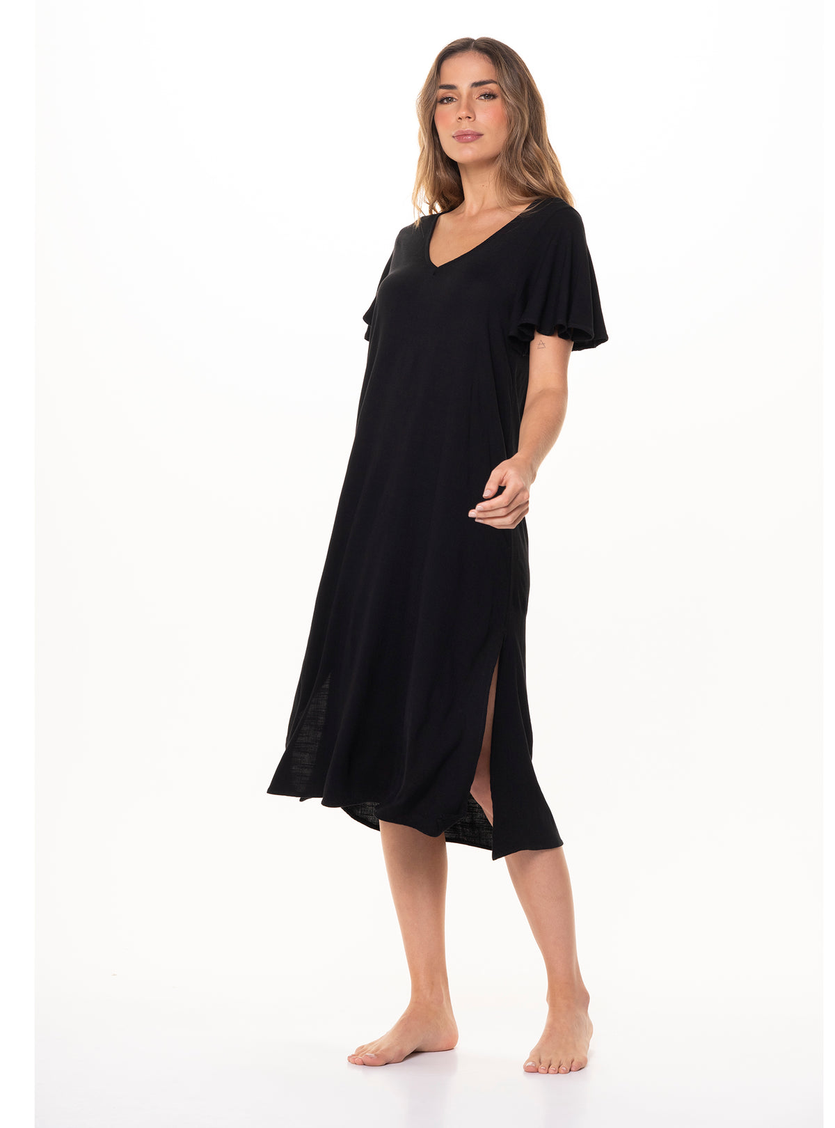 Vestido Midi 8059 Silueta Amplia - negro