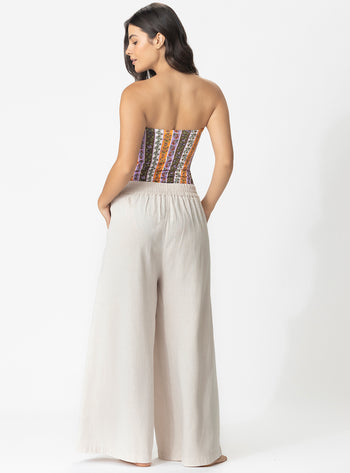 8156 PANTALÓN LINO SEMILLA