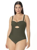 ENTERO STRAPLESS CON POWERNET Y COPA FIJA EN TELA RIB VERDE 1388