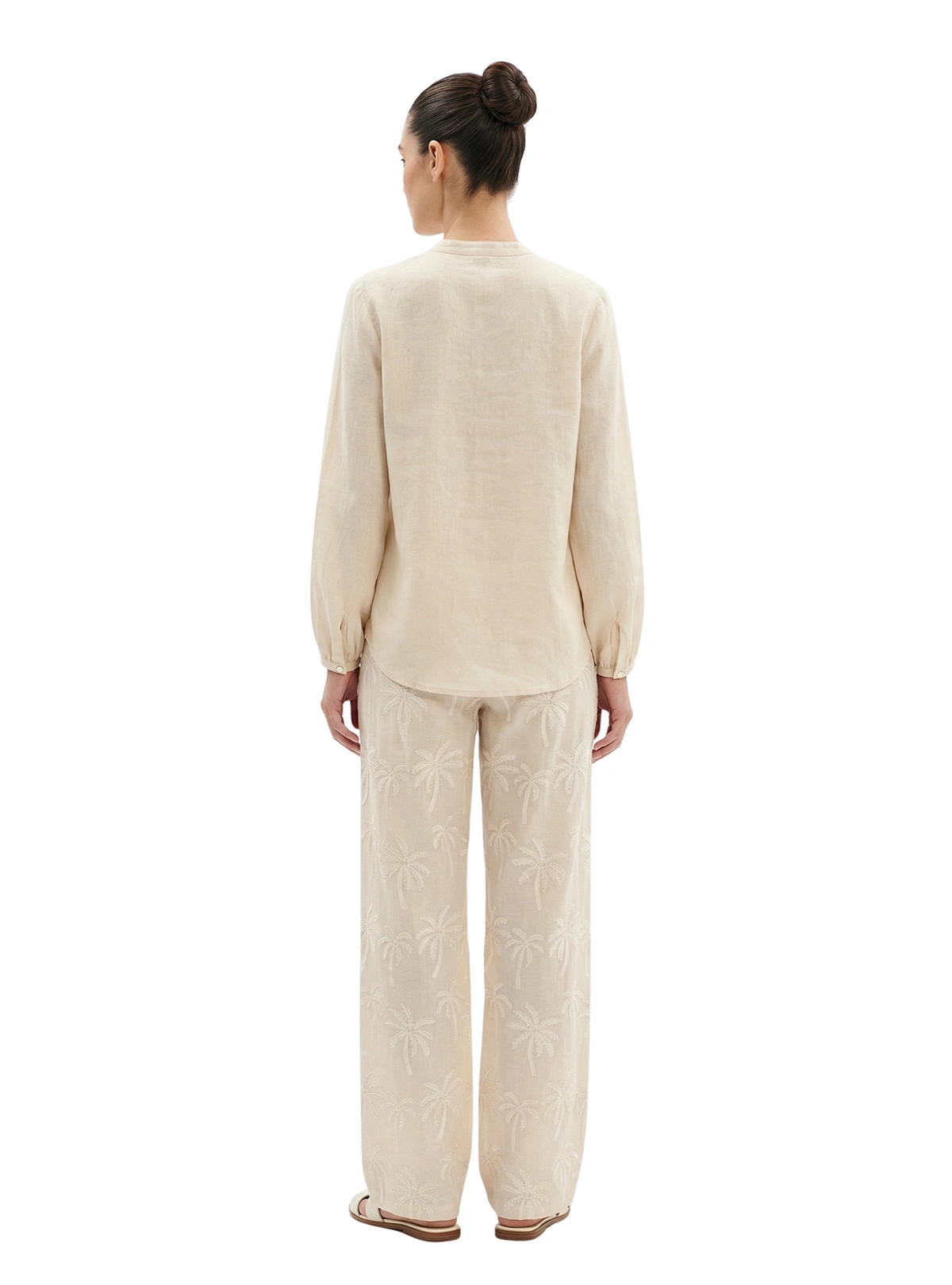 CAMISA MANGA LARGA EN ALGODÓN BORDADO DE PALMERAS 8317