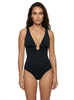 ENTERO ESCOTE EN V CON ARGOLLA COPA REMOVIBLE. NEGRO. 1409. MARCA SANDORATTO