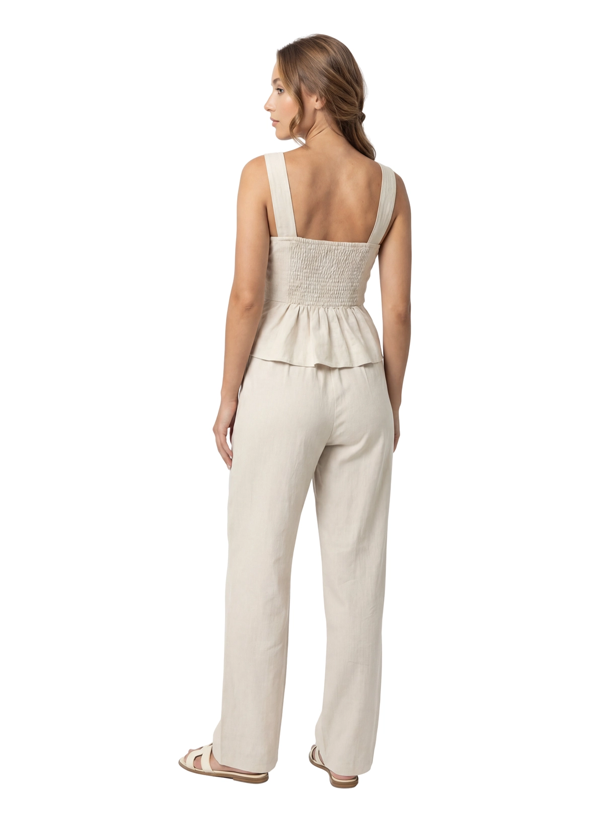 PANTALÓN ESTILO CLÁSICO EN LINO SEMILLA 8346