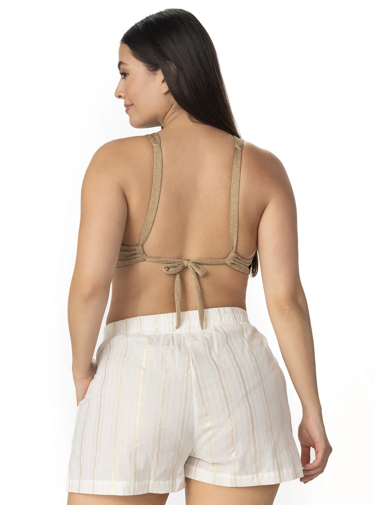 SHORTS 2 BOLSILLOS EN TELA ALGODON CON LUREX 8143 Marfil