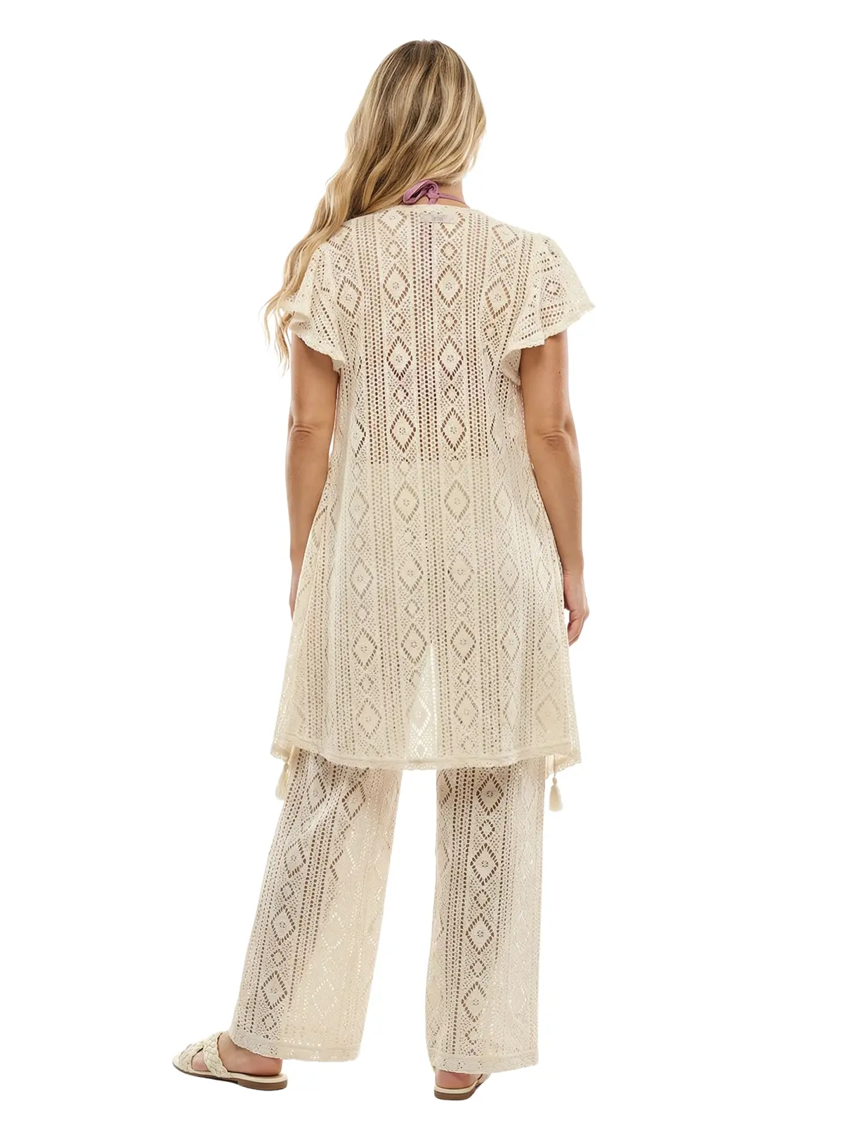 PANTALÓN ESTILO CLÁSICO EN CROCHET MARFIL 8358